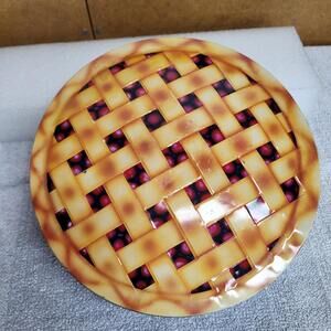 antique pie tin  "Pie Keeps" cherry pie design diameter 10.5" depth 2"